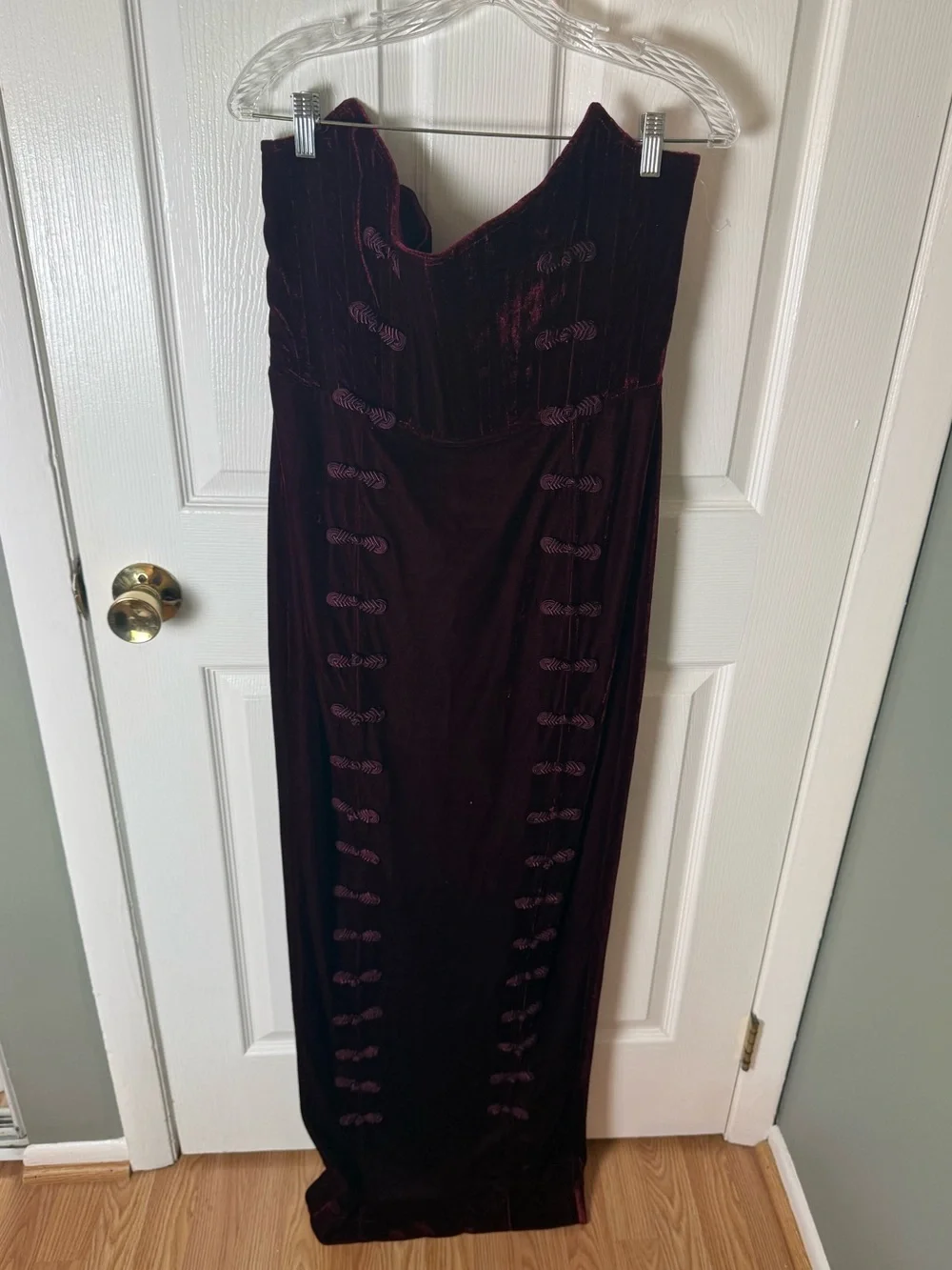 Sau Lee Vesper Strapless Velvet Gown in Wine / Burgundy 12